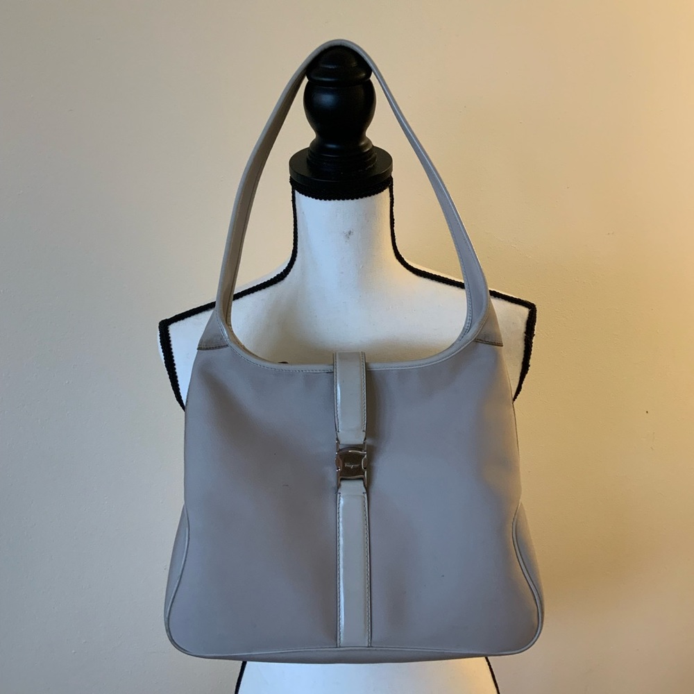 Ferragamo hobo fabric light grey
